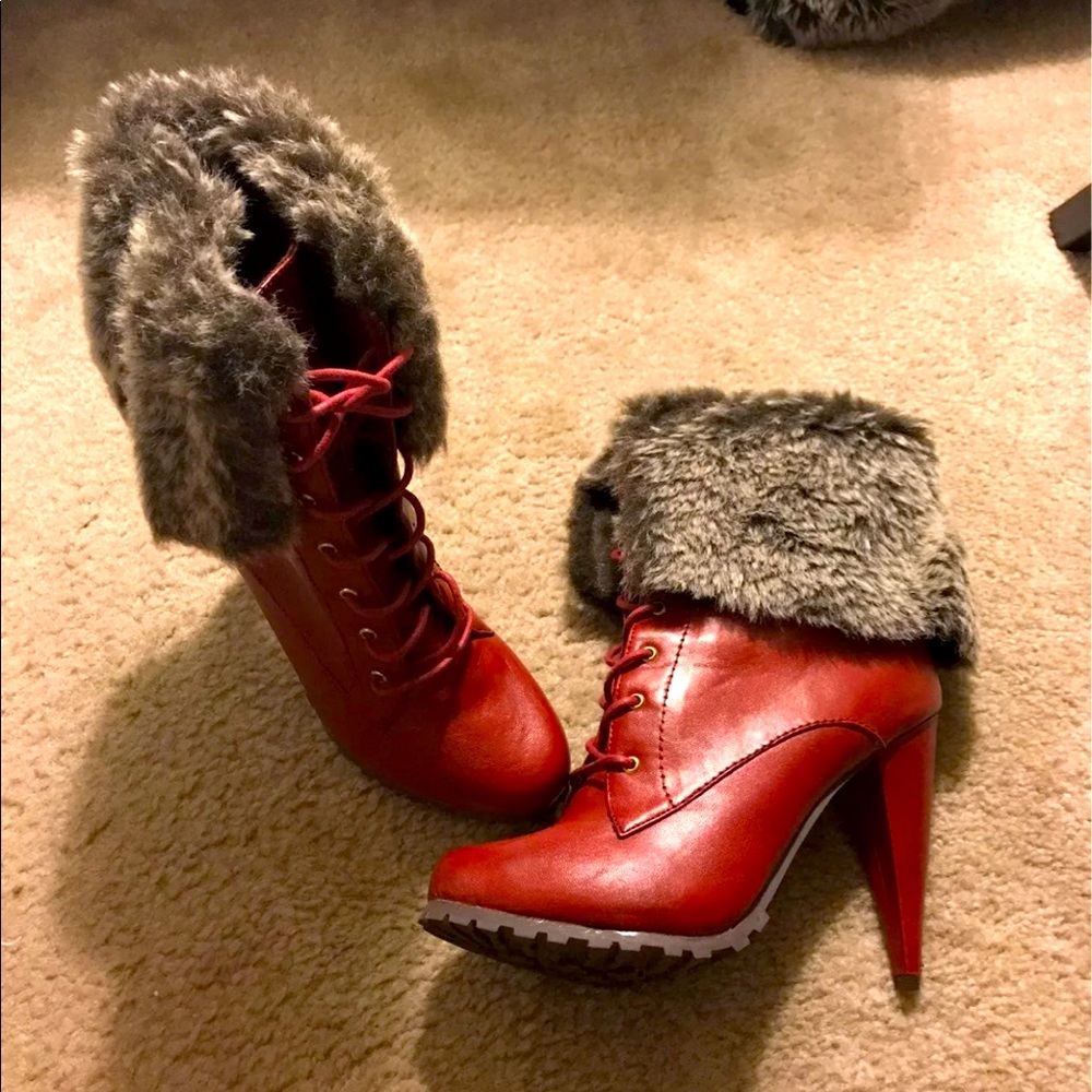 Plush Fur Combat Boot